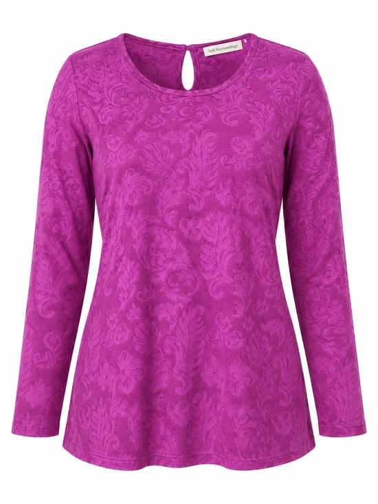 Soft Surroundings Tops - SOFT SURROUNDINGS | Textured Jacquard Magenta Heavyweight Knit Swing Top | L